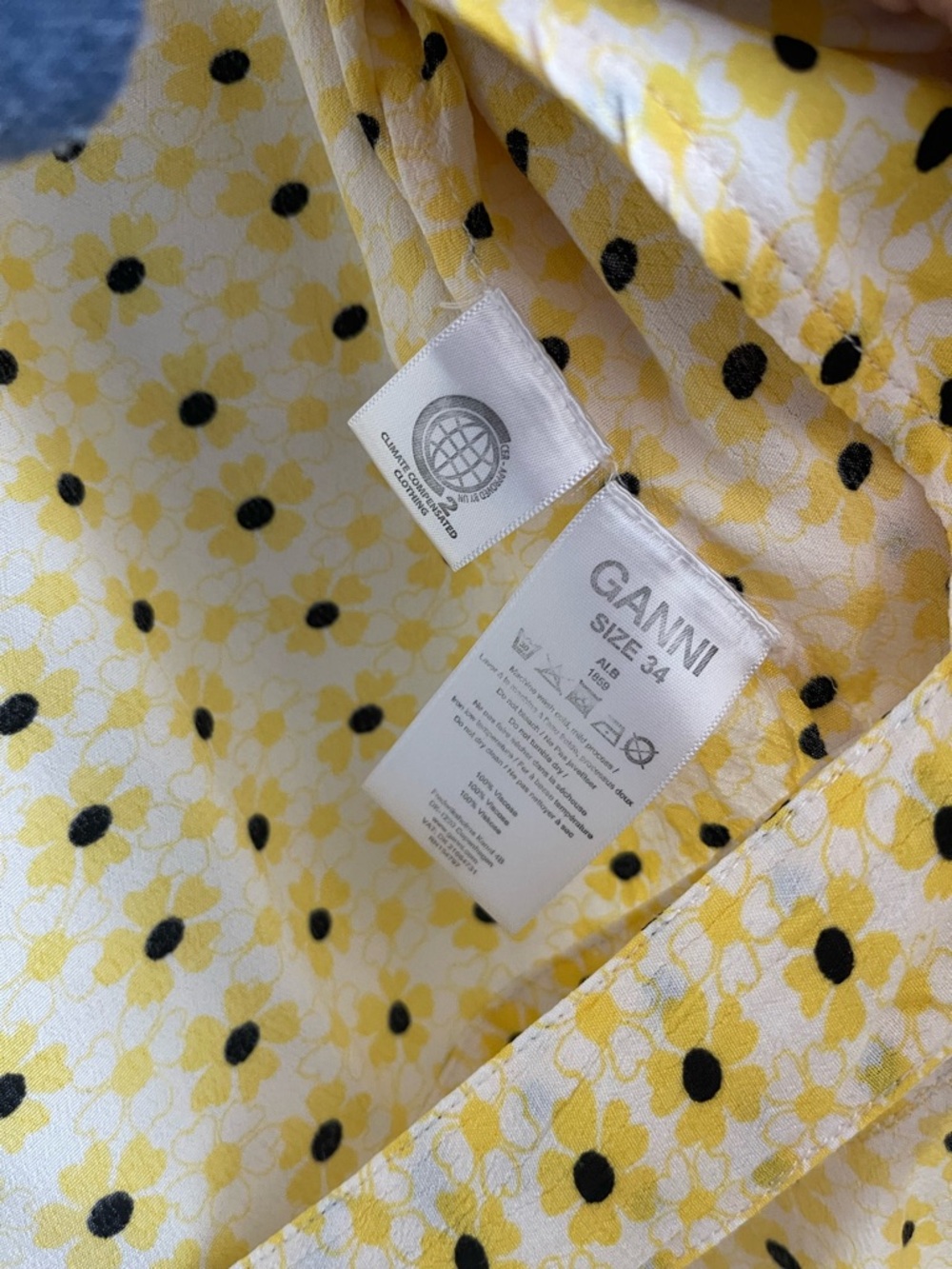 Ganni Yellow Floral Wrap Peplum Blouse - Picture 13 of 14